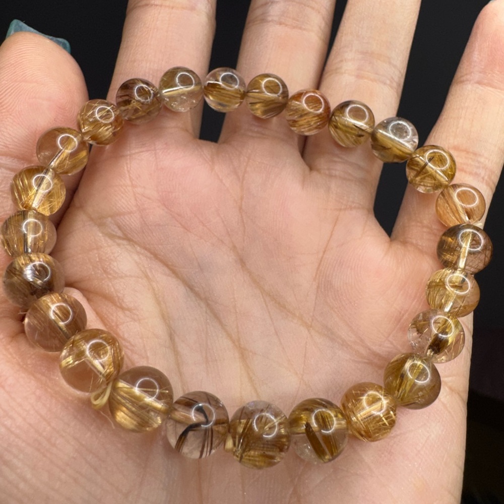 Golden Rutilated Quartz Beaded Bracelet - Picture 2 of 9